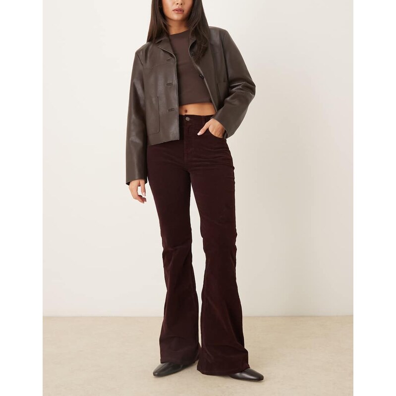 Mango Violetav 100% cotton flared jean in burgundy 109676848