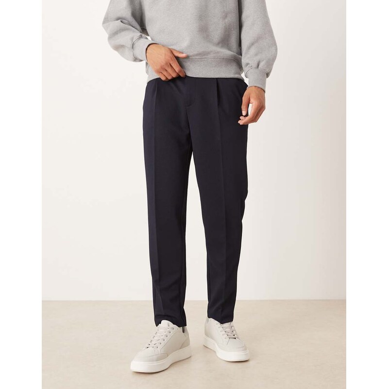 ASOS DESIGN tailored tapered fit trousers in navy with