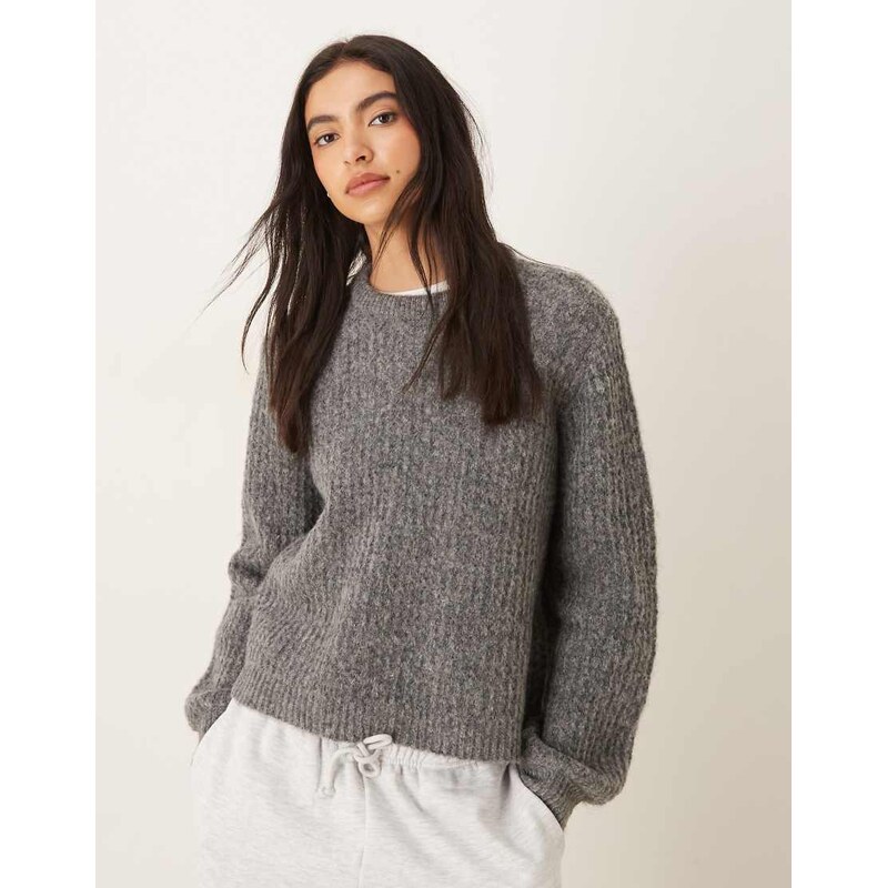 JDY textured knitted jumper in grey-Green 109670758