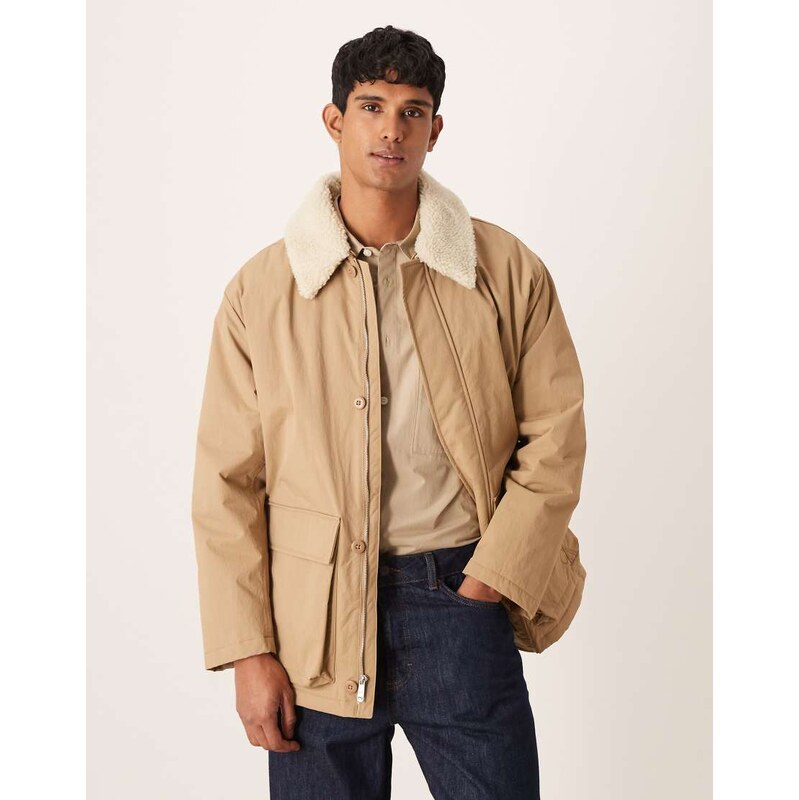 Calvin Klein Jeans puffer jacket with detachable fur collar in sand 109676102