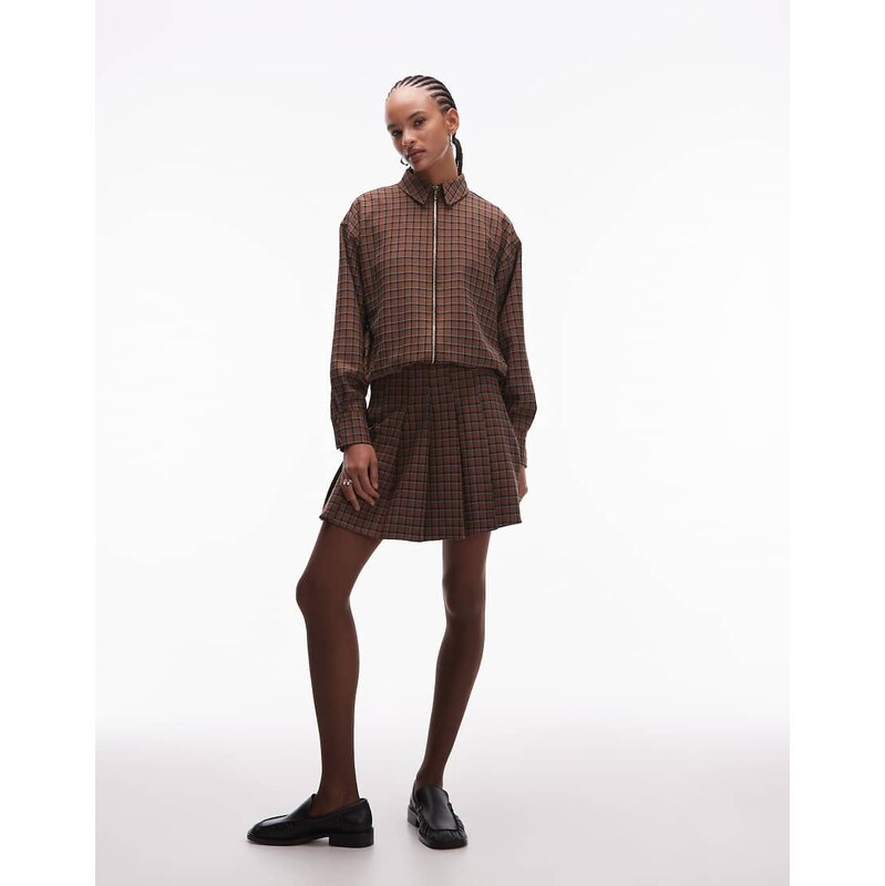 ASOS DESIGN pleated mini skirt co-ord in check-Multi
