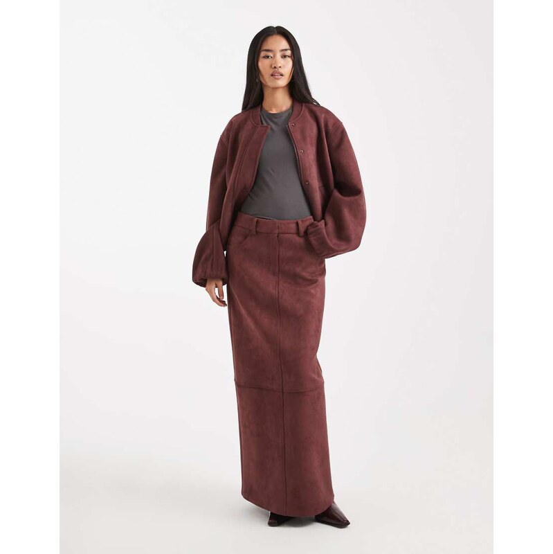 4th & Reckless super soft faux suede maxi skirt co-ord in