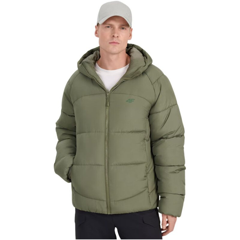Pánská péřová bunda 4F M0708 khaki 4FRAW25TDJAM0708 43S pánské