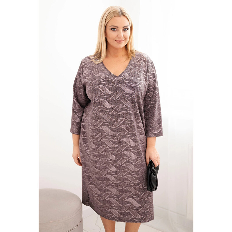 K-Fashion Dámské šaty z žoržetu Plus Size s výstřihem do V fango