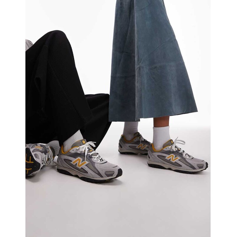 New Balance 204L unisex trainers in grey and yellow suede-Navy