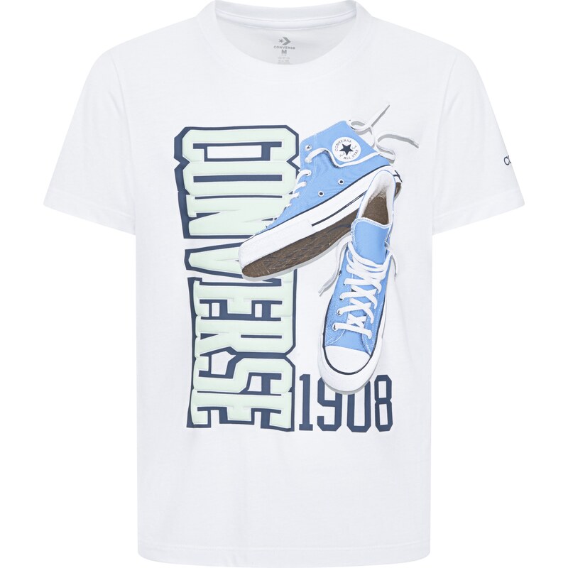 CONVERSE Tričko aqua modrá / světlemodrá / bílá