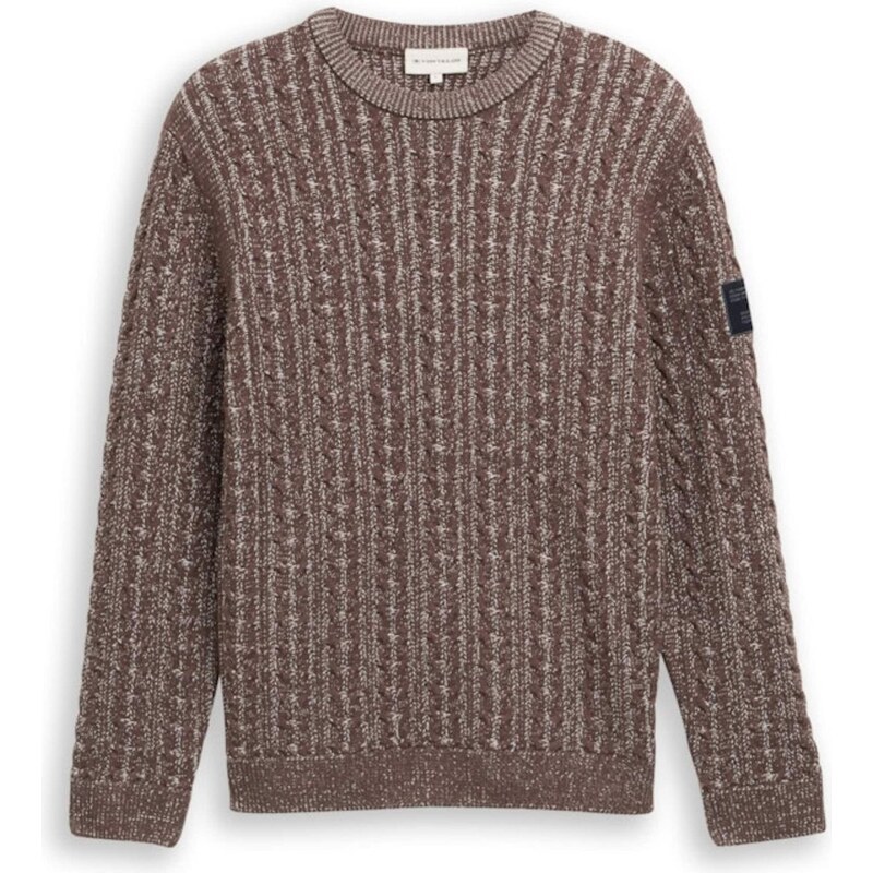 TOM TAILOR Svetr hnědá / černá / offwhite