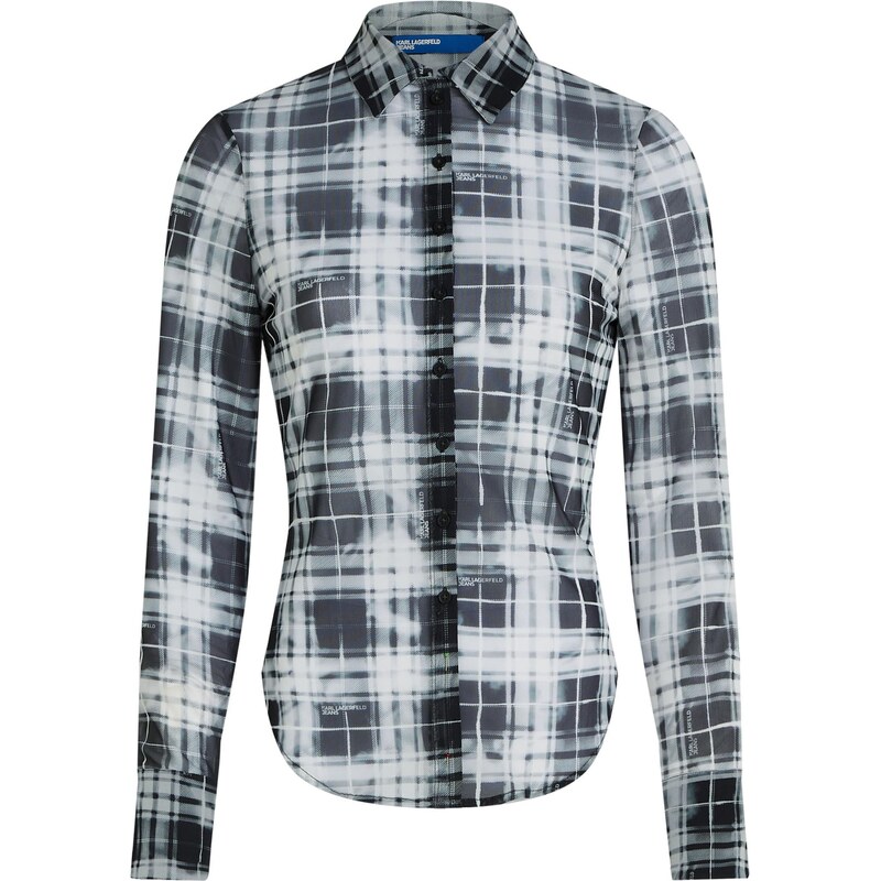 KARL LAGERFELD JEANS Halenka Check Mesh černá / bílá