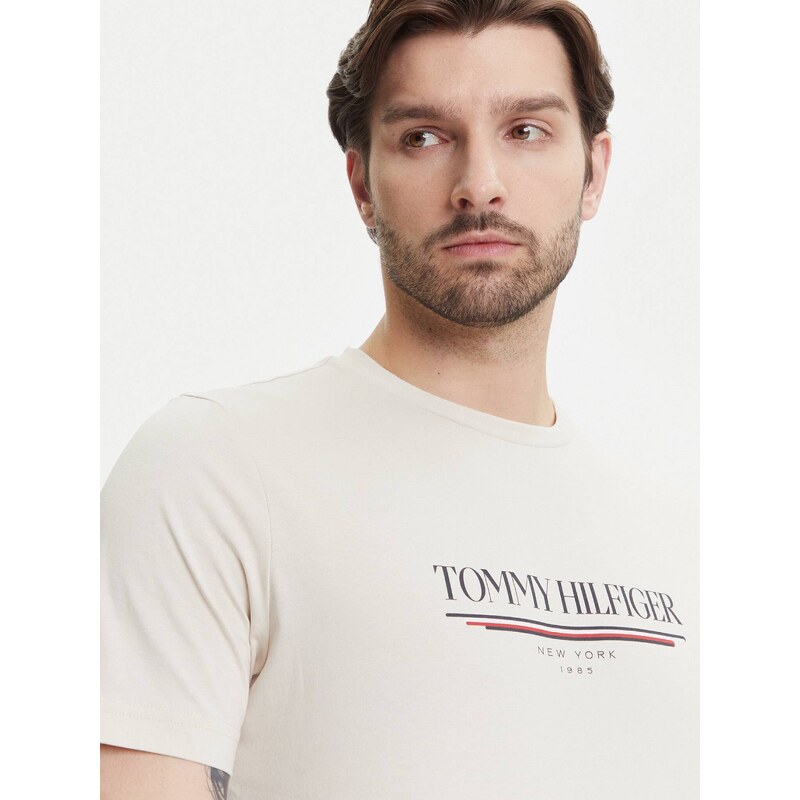 Tommy Hilfiger pánské béžové tričko Brand