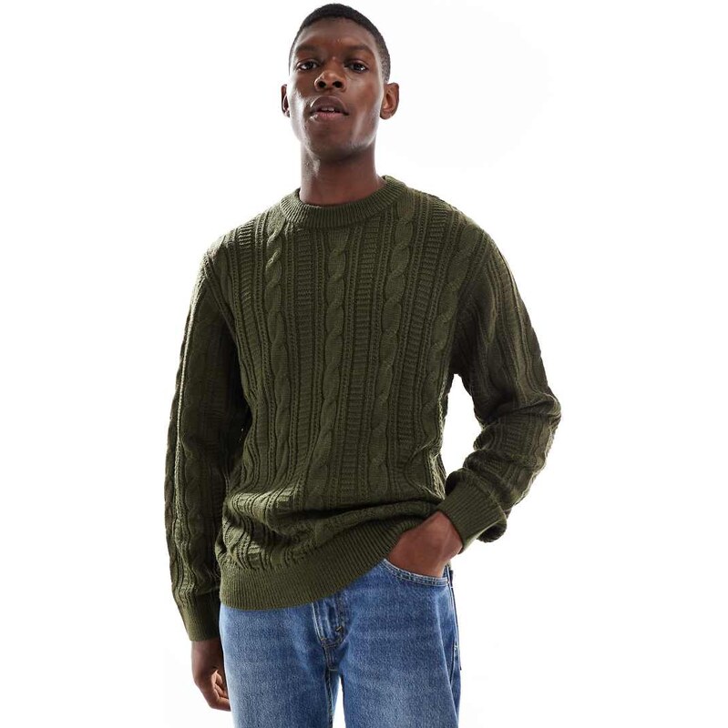 JJ Rebel cable knit jumper in green