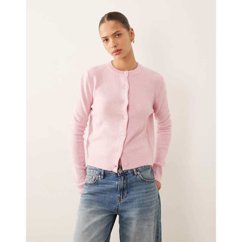 Mango compact knit cardigan in light pink 109676494