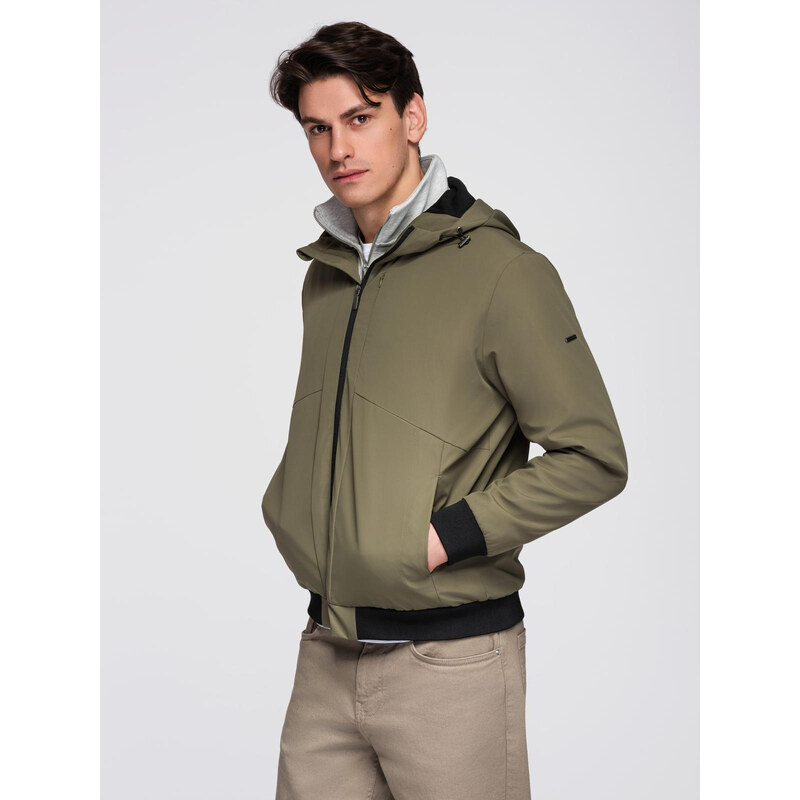 Ombre Mens lightweight jacket with hood and mesh lining