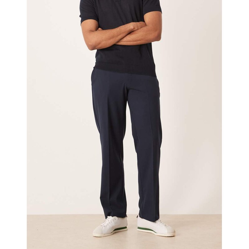 ASOS DESIGN smart straight leg trousers in navy