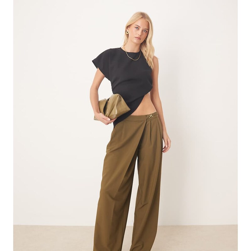 ASOS DESIGN Tall tailored asymmetric wrap wide leg trousers with