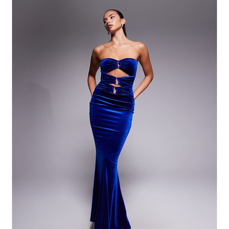 Murci exclusive velvet bandeau gold hardware cut out detail bodycon 109821432