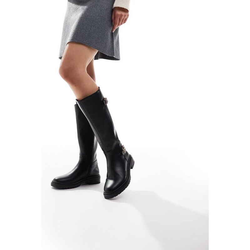 New Look faux leather trim chunky chelsea boots in black