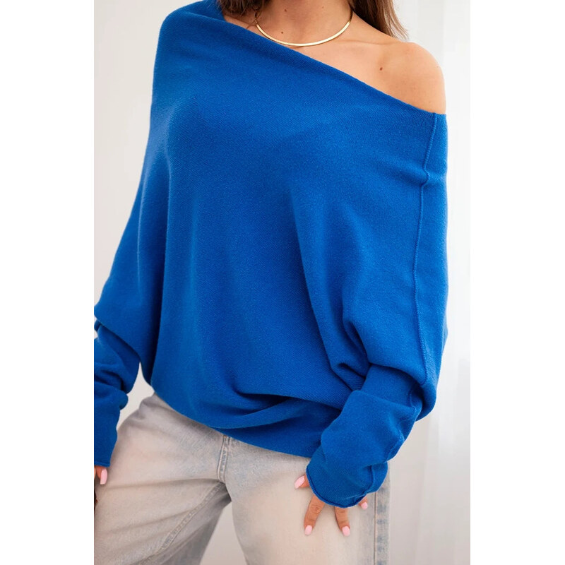 K-Fashion Dámský asymetrický batwing svetr z viskózy chaberový