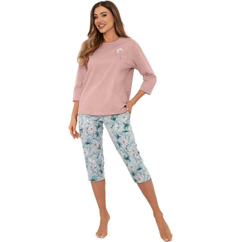 Dámské pyžamo ITALIAN FASHION PERLIS 3/4+3/4 růžová/print