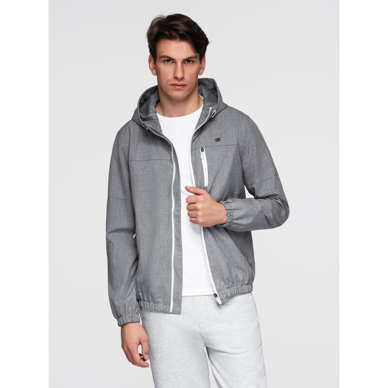 Ombre Mens lightweight sports jacket with fleece lining - gray