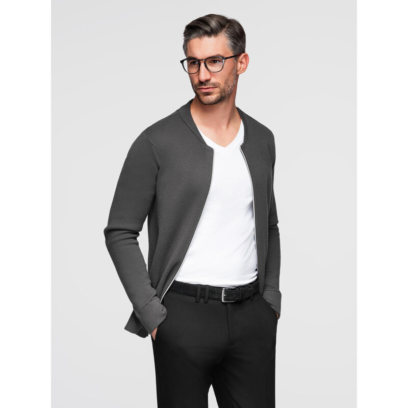 Ombre Mens plain zip sweater - graphite