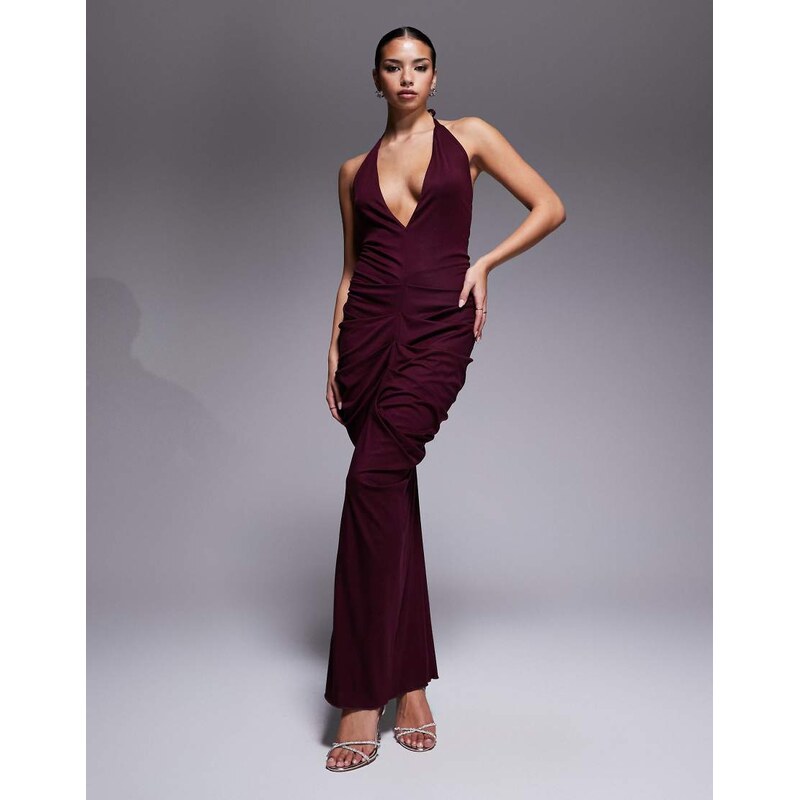 I.AM.GIA Sashi deep plunge neck low back ruched detail maxi dress in 110585322