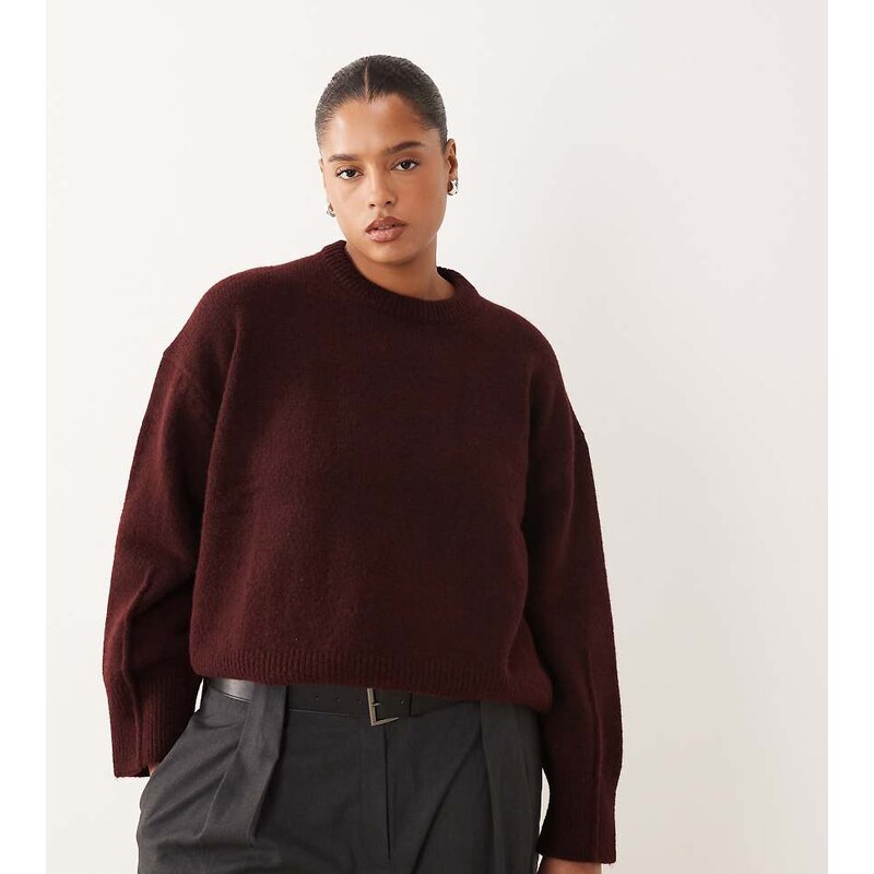 ASOS Curve ASOS DESIGN Curve boxy crew neck jumper with side split 115517363