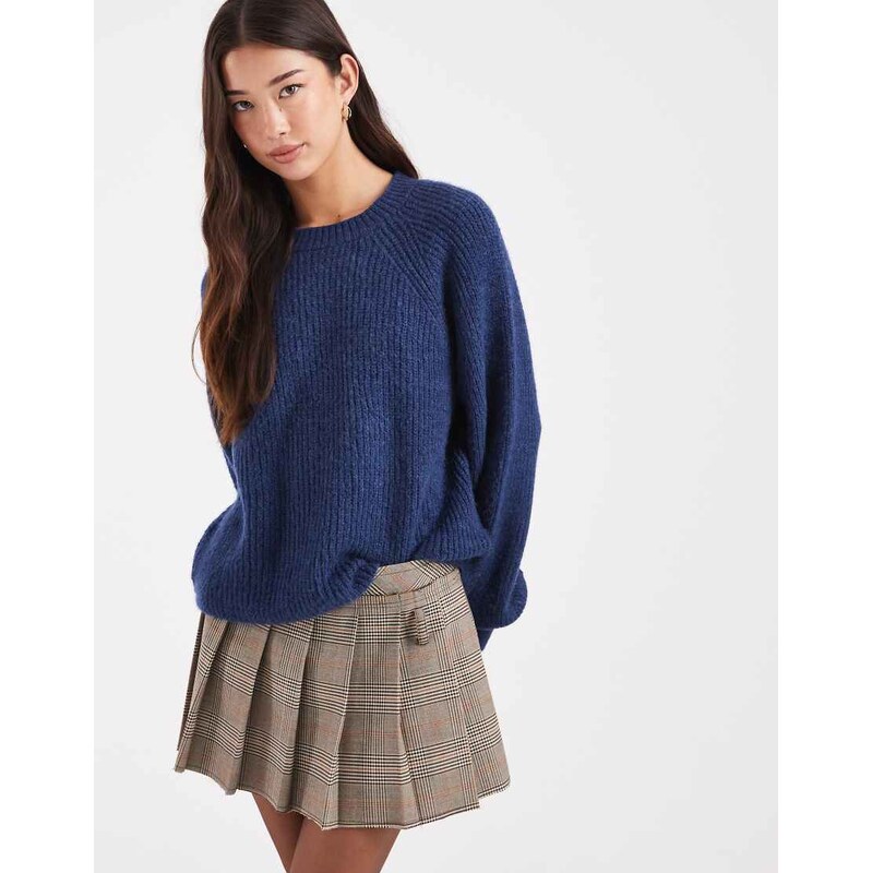 COLLUSION boxy knitted jumper in navy blue-Green 115591513