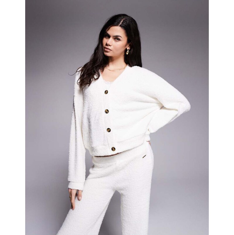 River Island cosy cardigan co-ord in cream-Neutral