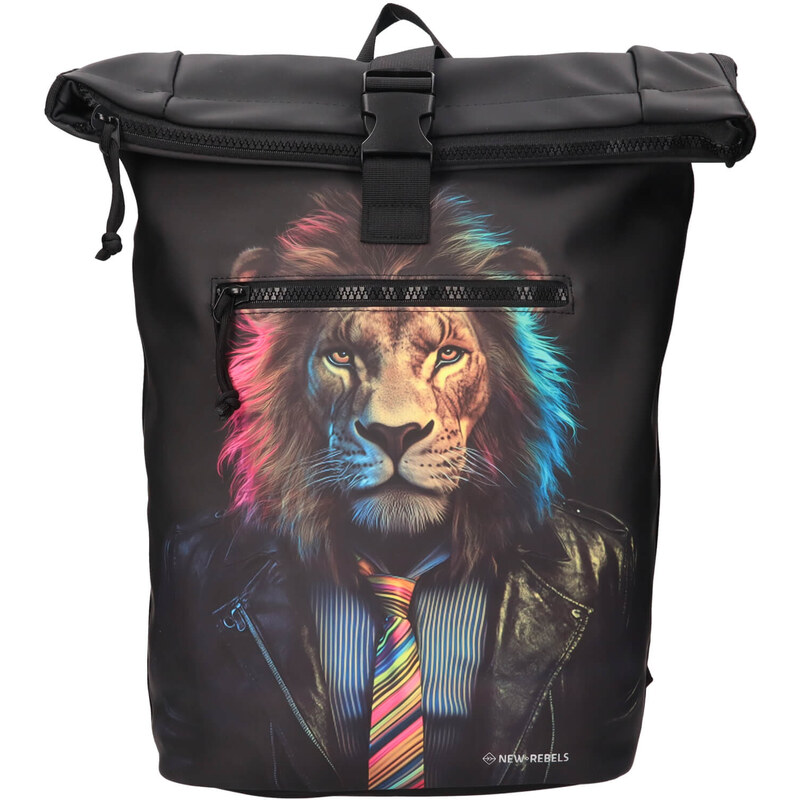 Velký rolovací batoh New Rebels Lion - černá