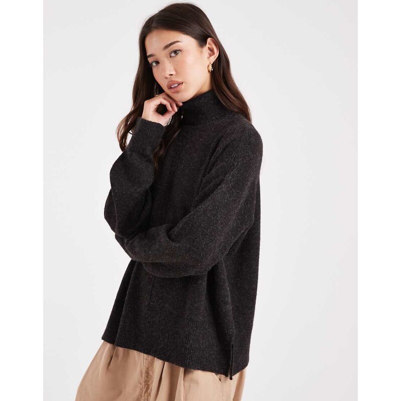 Vero Moda knitted roll neck jumper with volume sleeve in