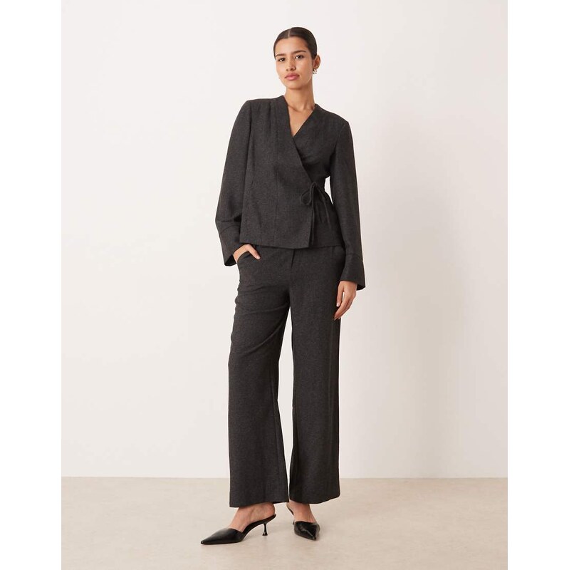 AWARE clean tailored wide leg trouser co-ord in dark grey