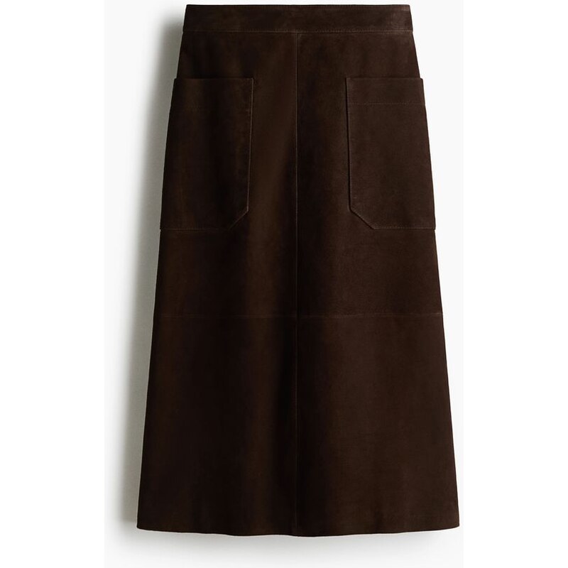 H&M - Semišová sukně - Tmavě Hnědá