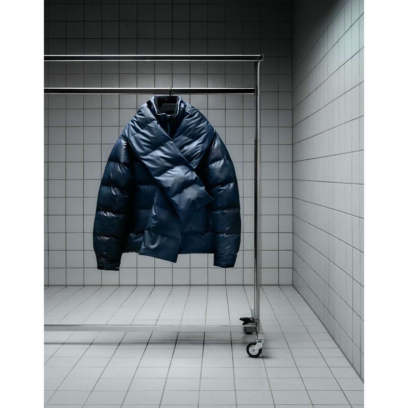 Rains X Umbro Fan waterproof insulated puffer jacket in blue
