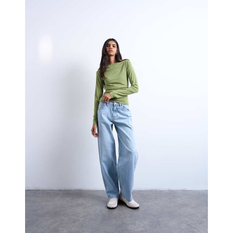 Topshop Lowrie low rise baggy jean in bleach-Blue 115657529
