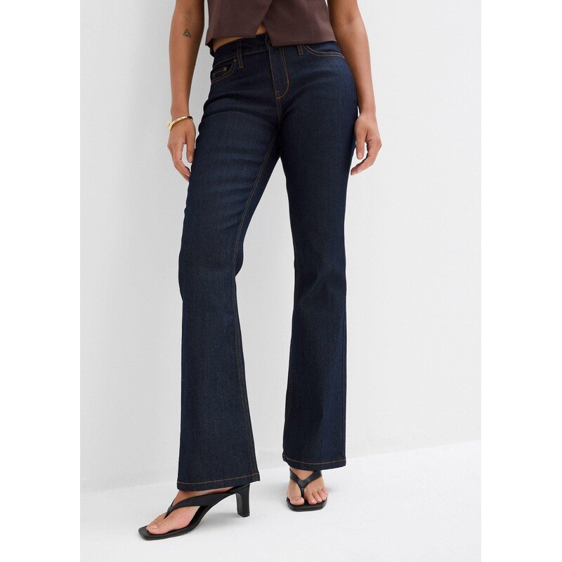 bonprix Pohodlné strečové džíny, Bootcut, Mid Waist modrá Žena