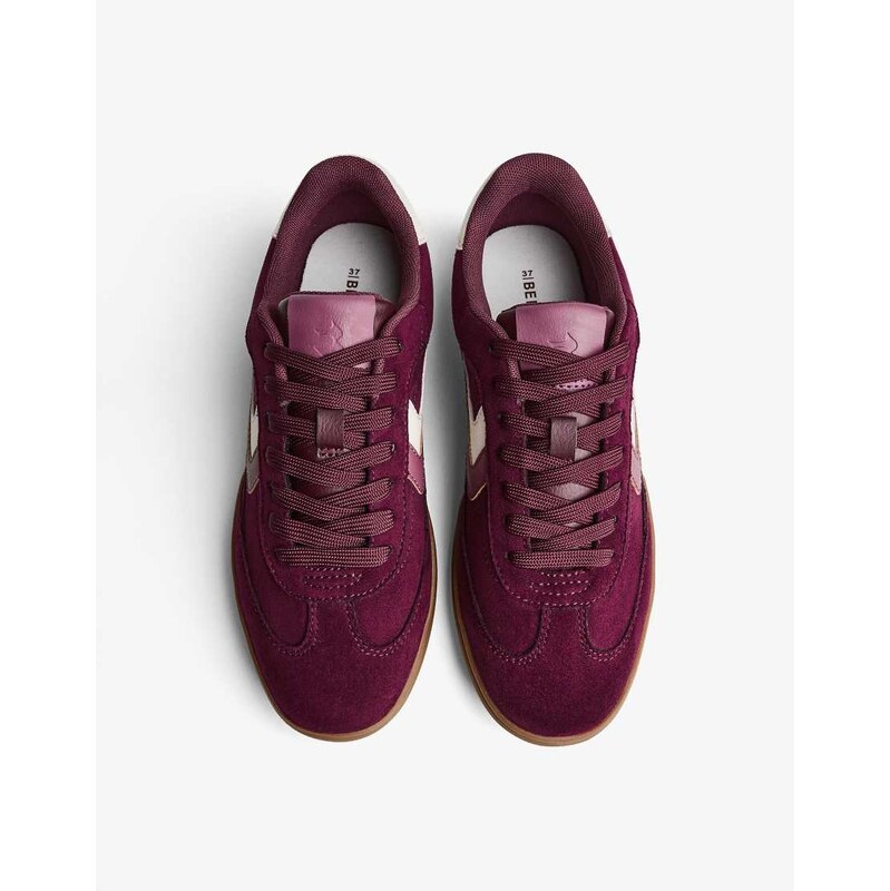 Bershka Retro trainers in burgundy-Red