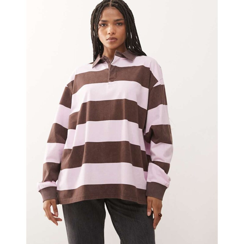 COLLUSION bold stripe rugby top in multi 109707974