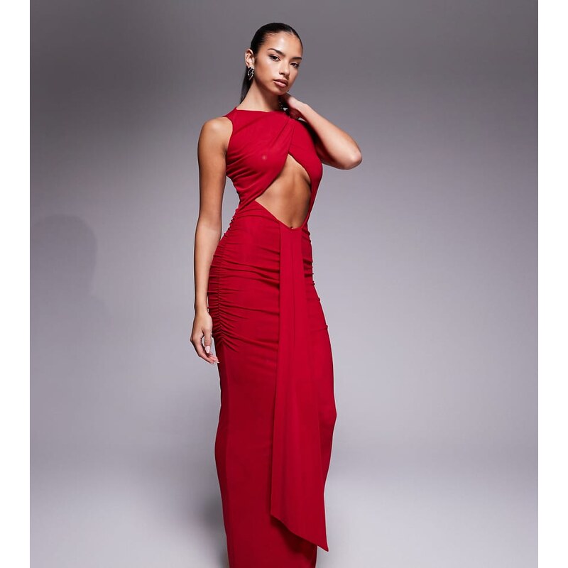Murci exclusive slash neck crossover front cut out drape detail 109712630
