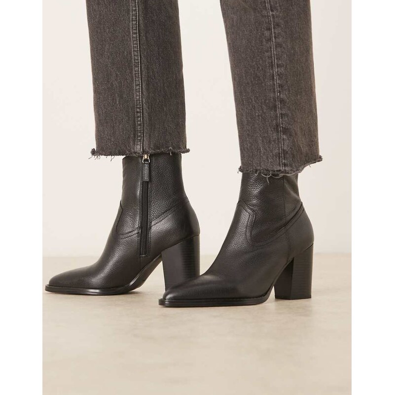 Mango heeled western ankle boot in black 115545883