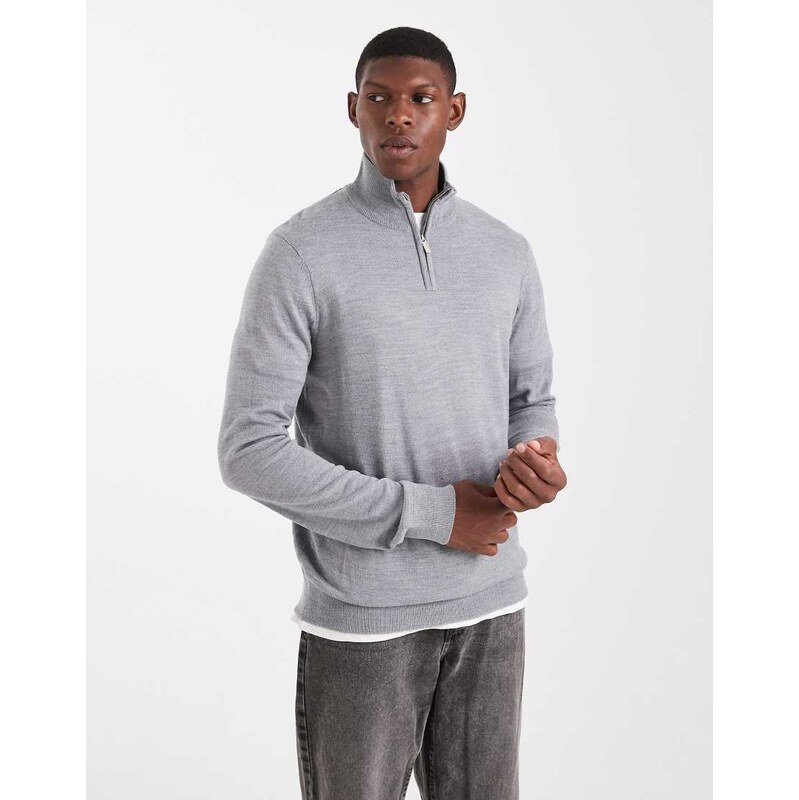 Threadbare 1/4 zip jumper in light grey