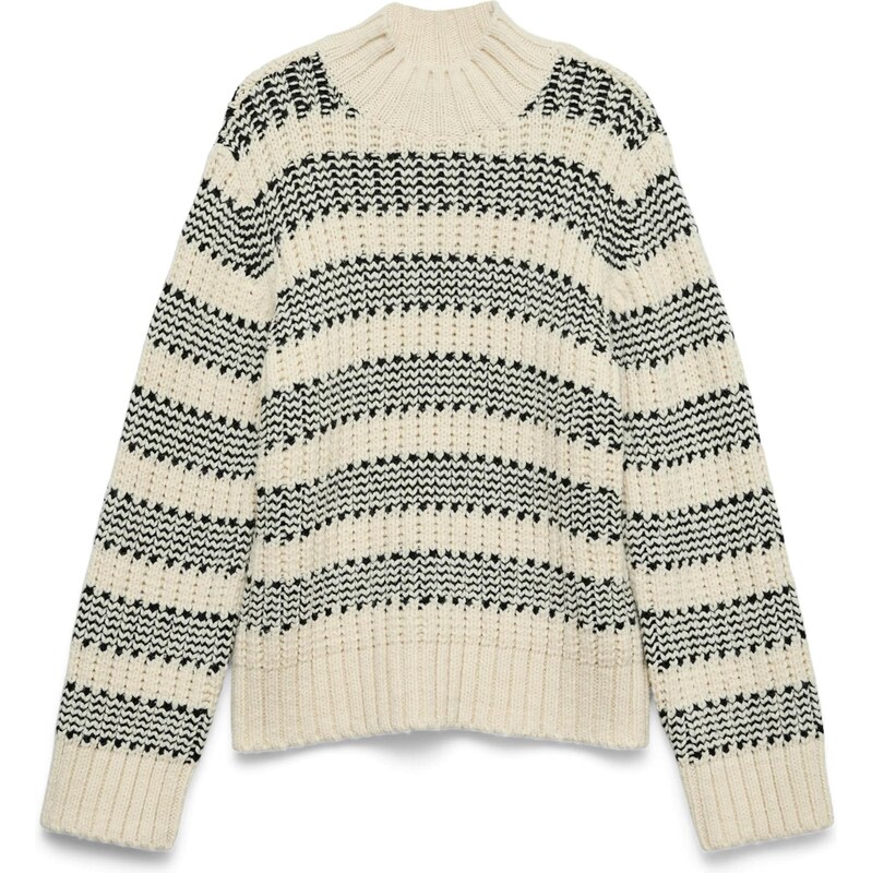 VERO MODA Svetr VMSKYE krémová / černá