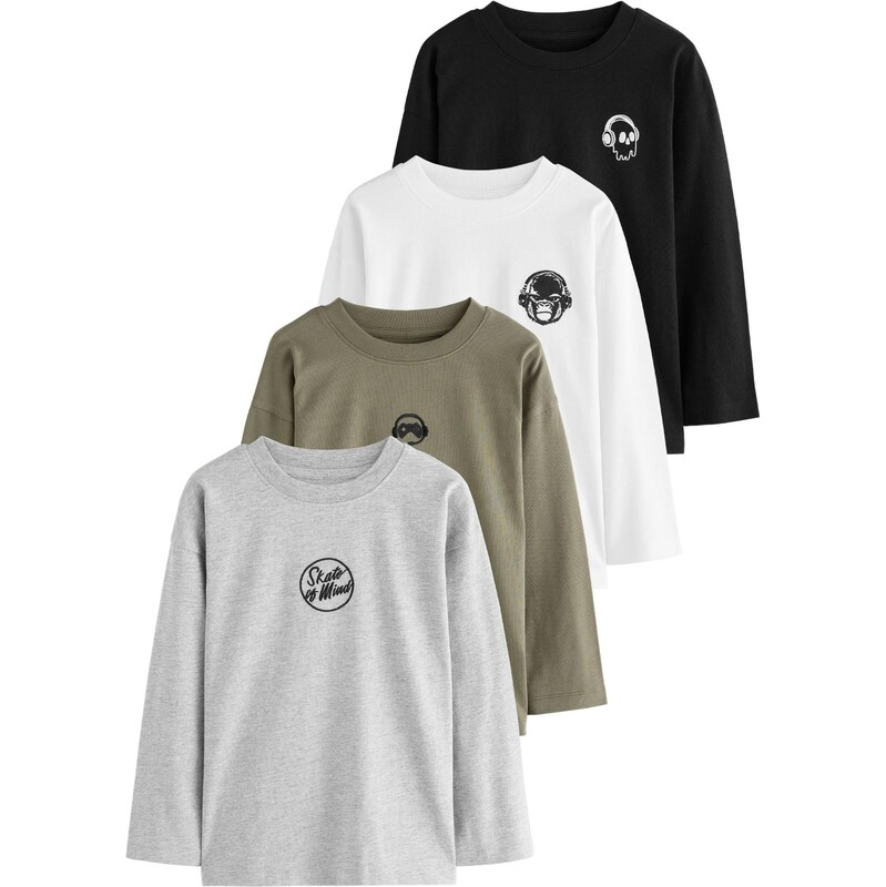 Next Tričko šedý melír / khaki / černá / bílá