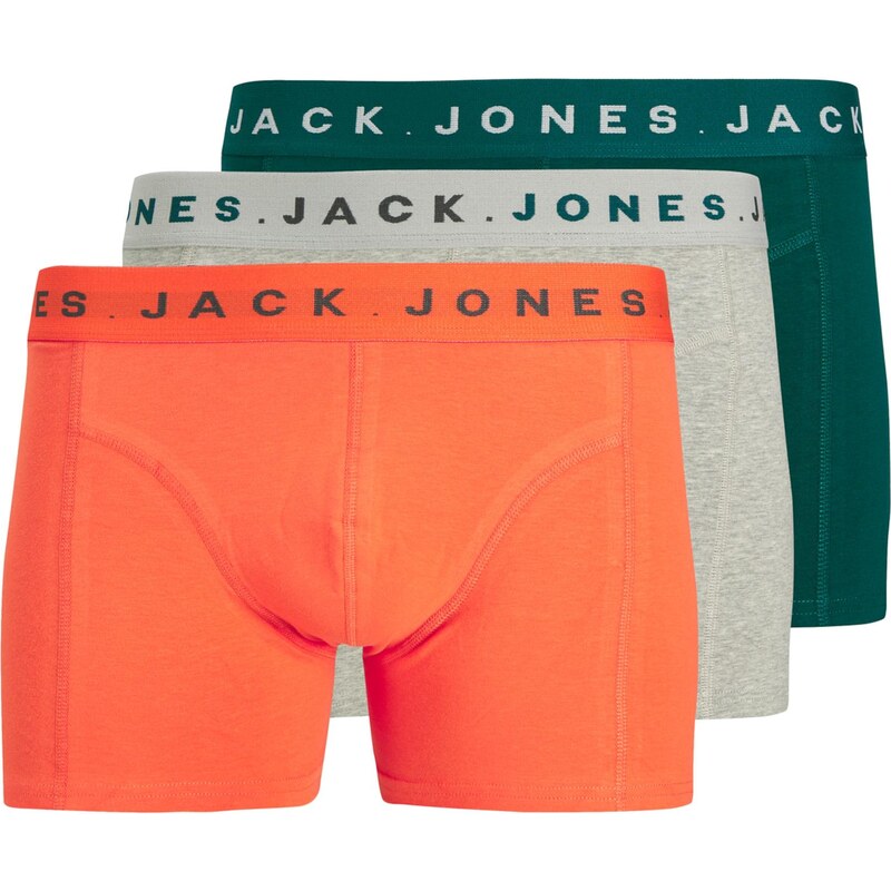 JACK & JONES Boxerky JACBENNETT šedý melír / jedle / oranžová