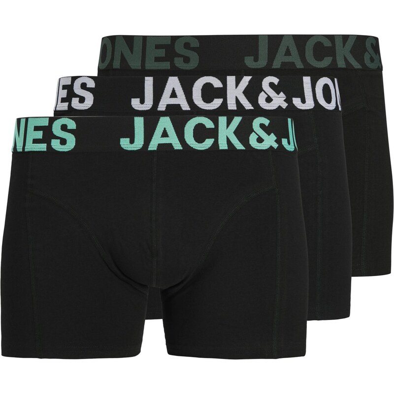 JACK & JONES Boxerky JACELIAS tmavě zelená / černá / bílá