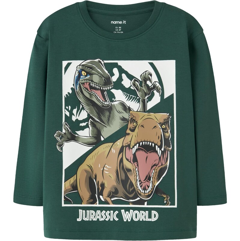 NAME IT Tričko NMMollo Jurassic velbloudí / jedle / červená