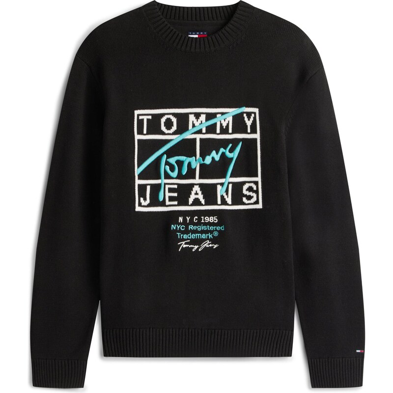 Tommy Jeans Svetr mátová / černá / bílá