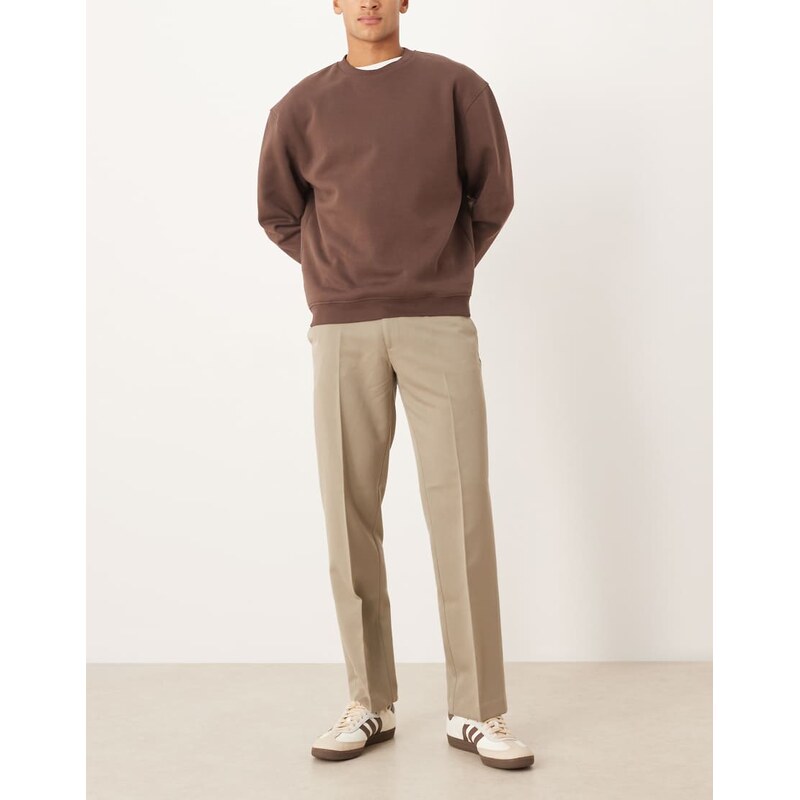 ASOS DESIGN smart straight leg trouser in light khaki-Green
