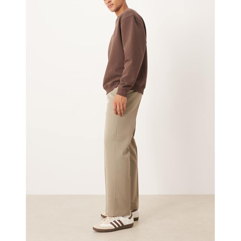 ASOS DESIGN smart straight leg trouser in light khaki-Green