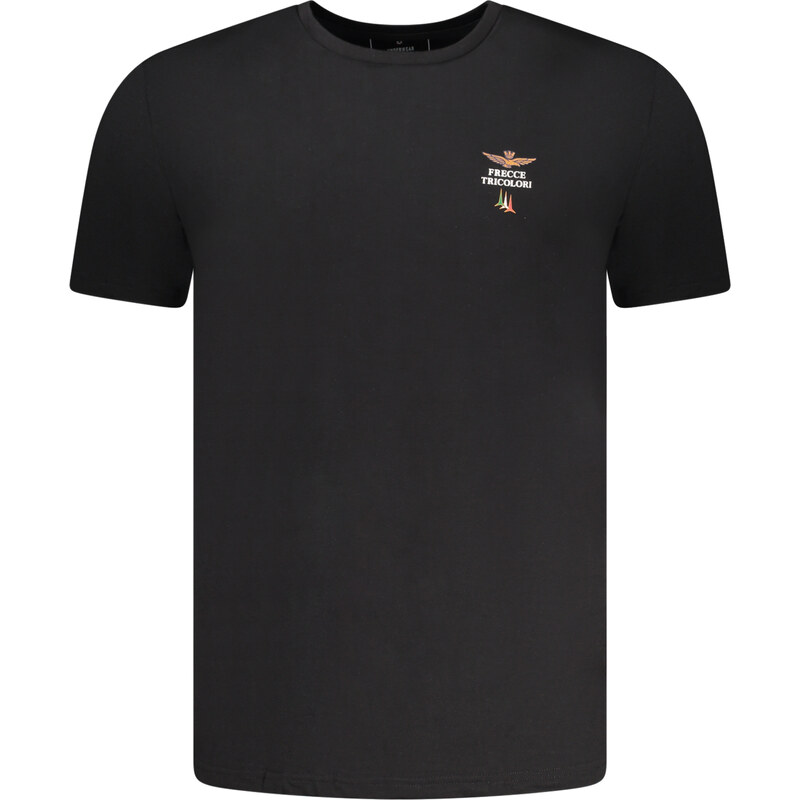Aeronautica Militare Černé pánské triko s krátkým rukávem 110462870
