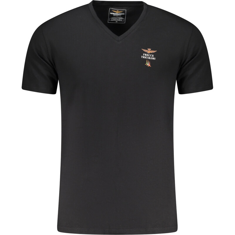 Aeronautica Militare Černé pánské tričko s výstřihem do V 110462867